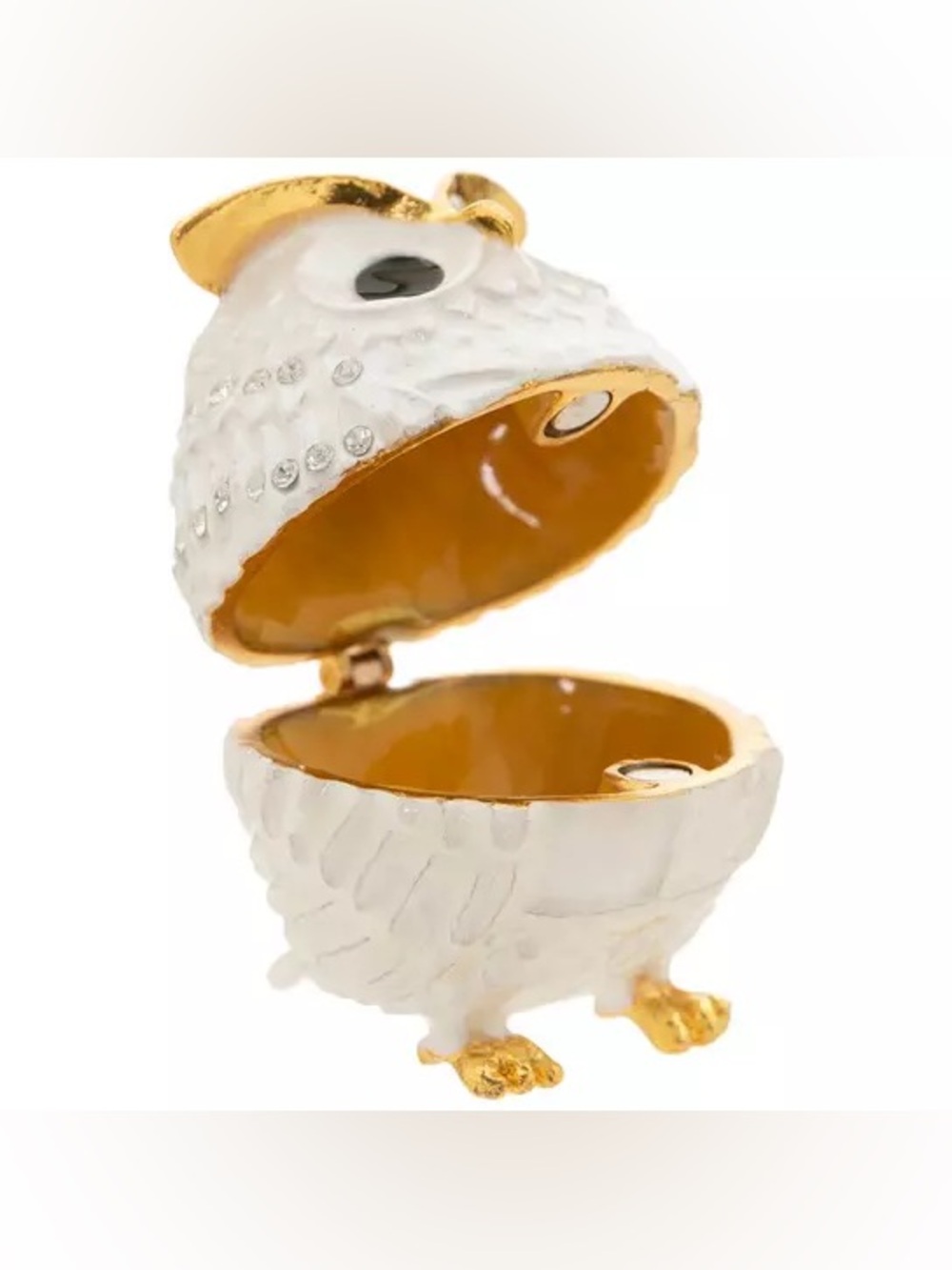 New White and Gold Owl Trinket Box - Picture 4 of 5